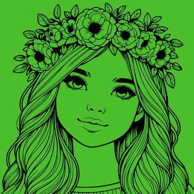 realistic girl with flower crown
