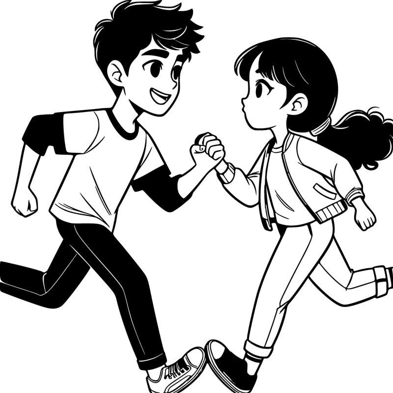 teen boy and girl running into eachother