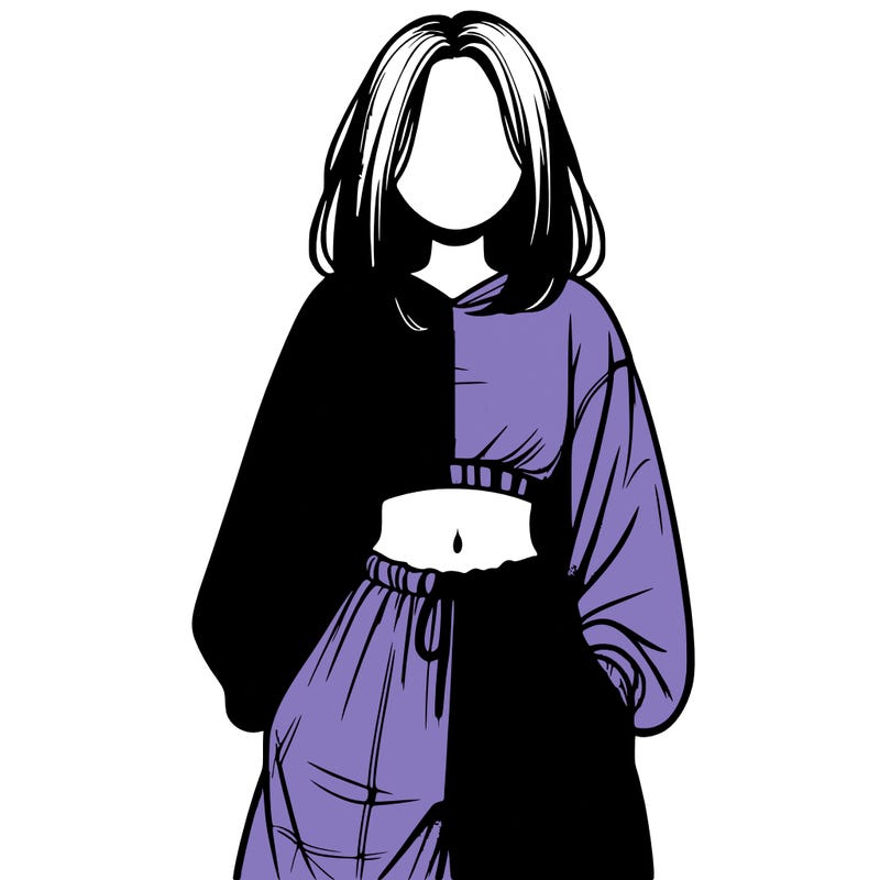 realistic girl faceless with baggy pants and a crop top