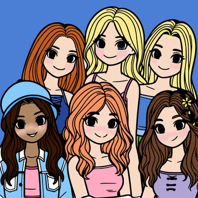 a group of five girls friends