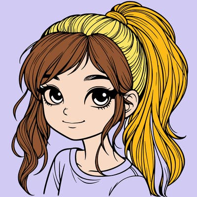 realistic girl with ponytail