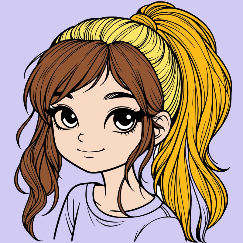 realistic girl with ponytail