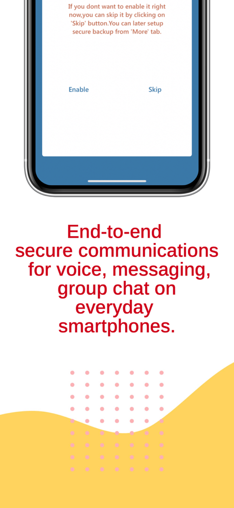 QTConnect - QTConnect promotional screen showing end-to-end secure communications for voice and messaging on smartphones