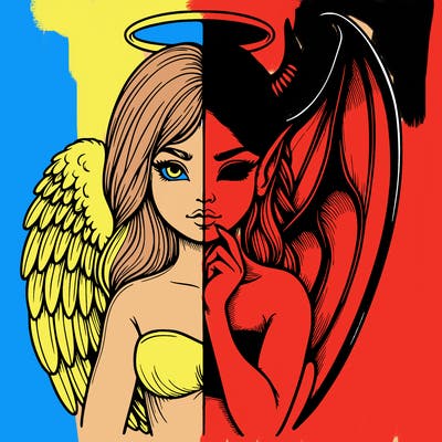 realistic angel half demon