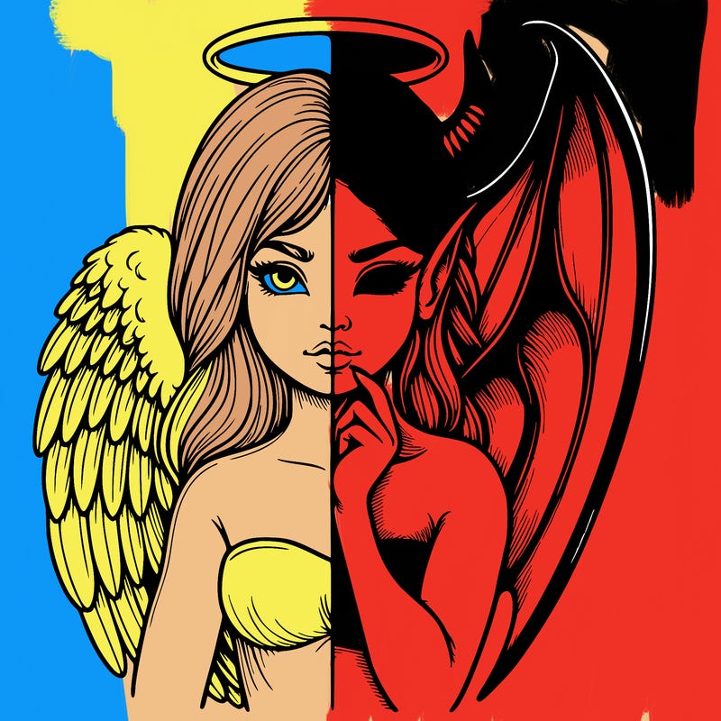 realistic angel half demon