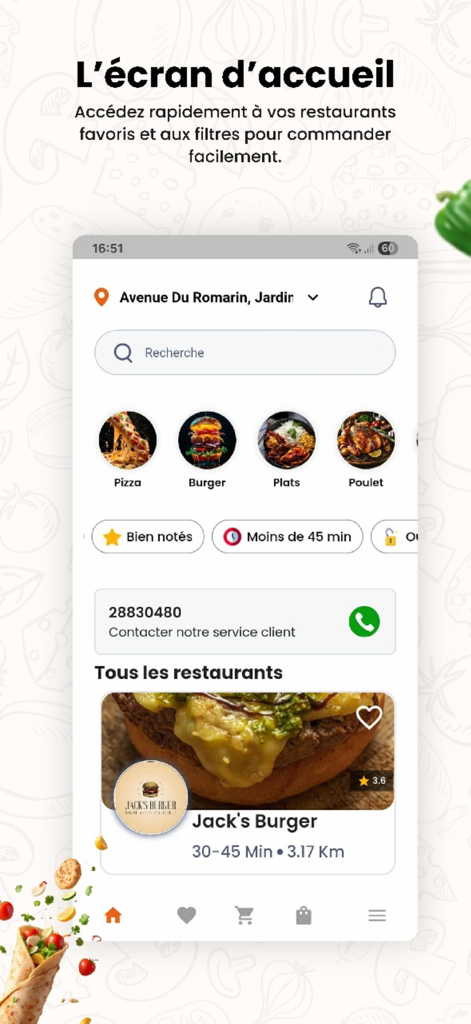 Zigzag Delivery - Home screen of the Zigzag Delivery app showing food categories and local restaurant listings.