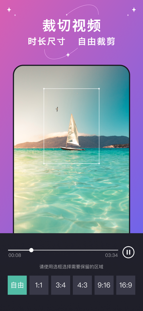 大神水印-照片图像制作修图神器 - Dashen Watermark app video cropping tool with aspect ratio presets