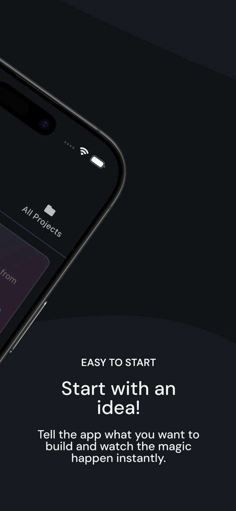 Vibe Coding Toolkit - Interface do aplicativo Vibe Coding Toolkit mostrando o recurso de início fácil com ideias de aplicativos alimentadas por IA.