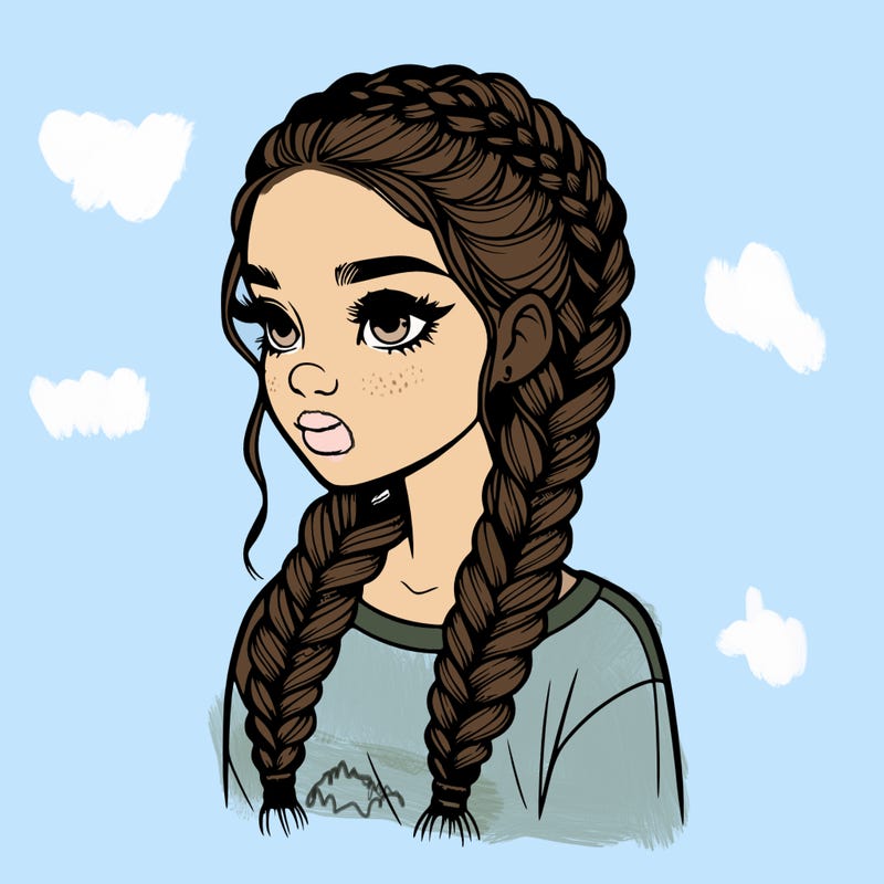 realistic girl with braids