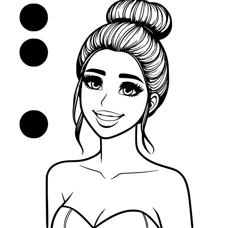 a woman with a beautiful smile and bun realistic