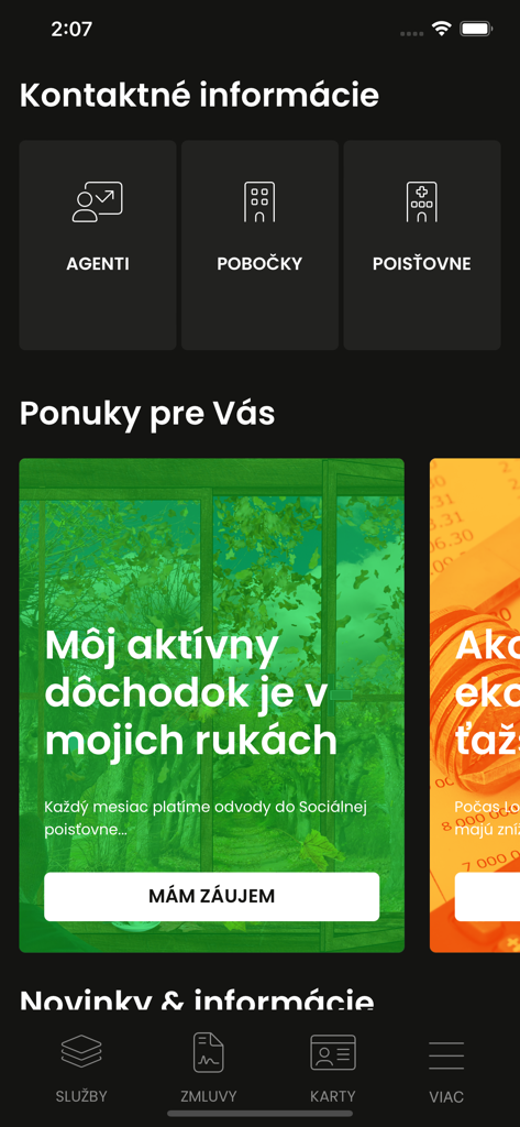 Pluska - Pluska mobile app interface showing financial contact information and personalized contract offers