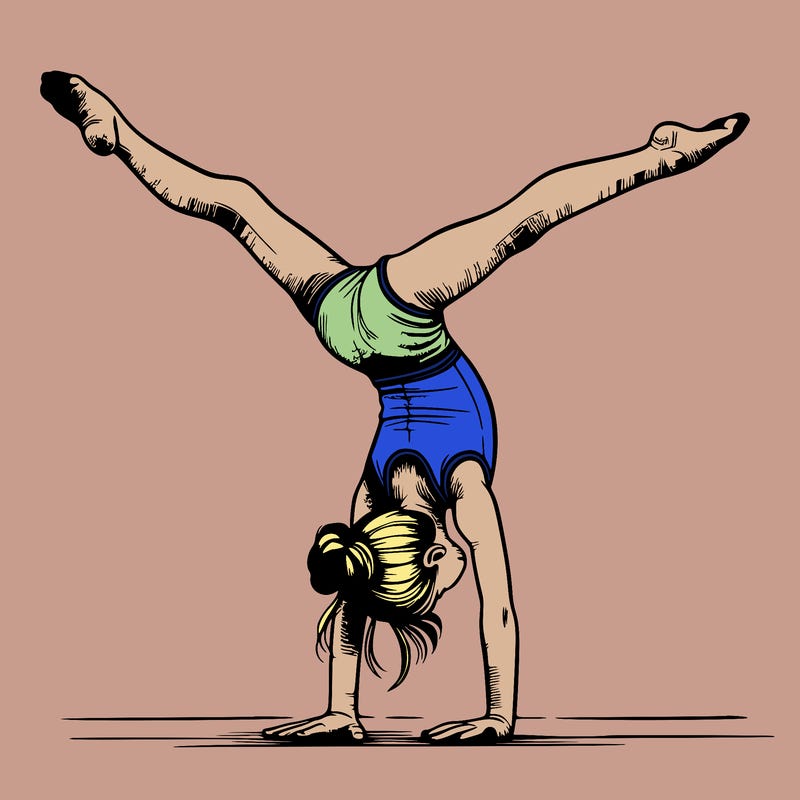 realistic gymnastic hand stand girl in four splits