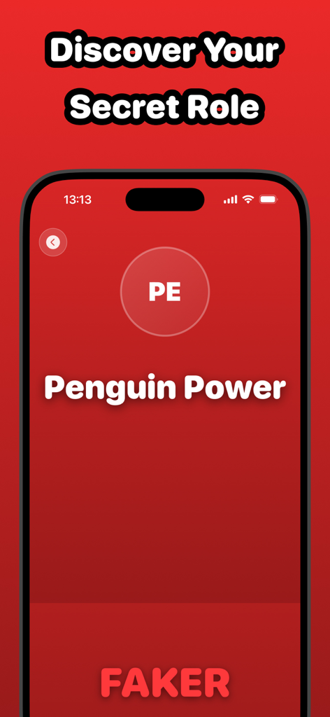 Faker: Who is Lying? Game - Tela de revelação de papel secreto para o jogo de festa Faker em um telefone celular