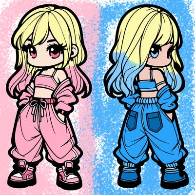 girl in crop top and baggy pants