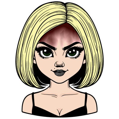 realistic girl with a evil face