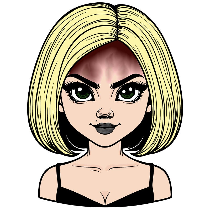 realistic girl with a evil face