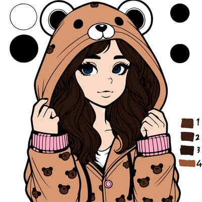 realistic girl in a animal pjs hoodie