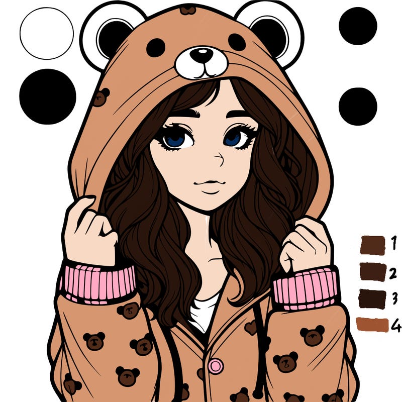 realistic girl in a animal pjs hoodie