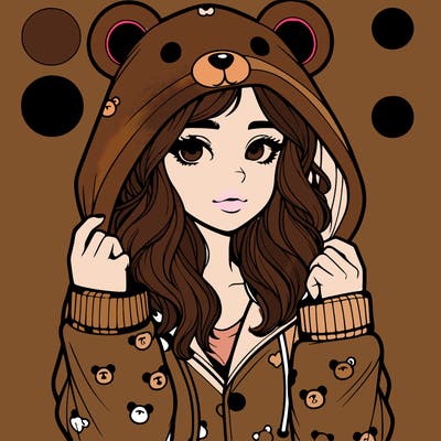 realistic girl in a animal pjs hoodie