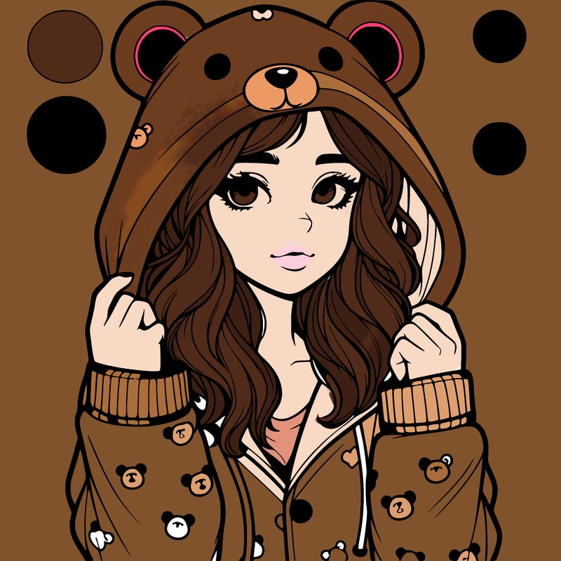 realistic girl in a animal pjs hoodie