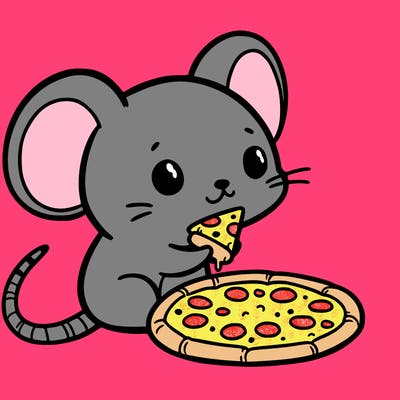 mouse with a tiny cheese pizza