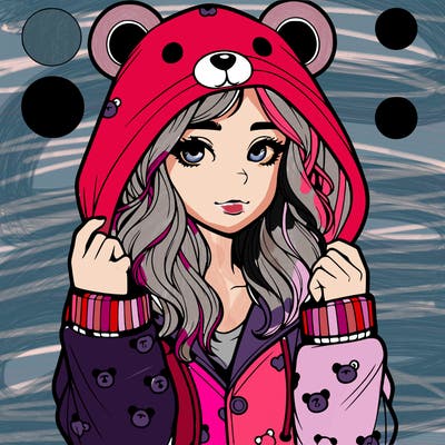 realistic girl in a animal pjs hoodie