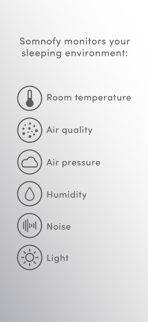 Somnofy - List of environmental factors monitored by Somnofy including room temperature air quality air pressure humidity noise and light