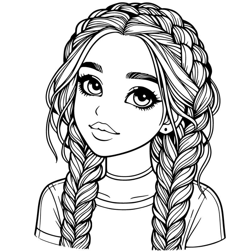 realistic girl with braids