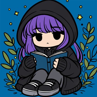 girl in oversized hoodie reading a book