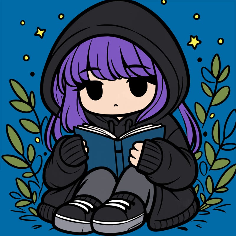 girl in oversized hoodie reading a book