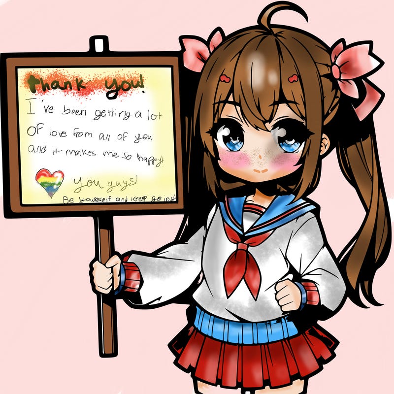 anime girl holding a sign