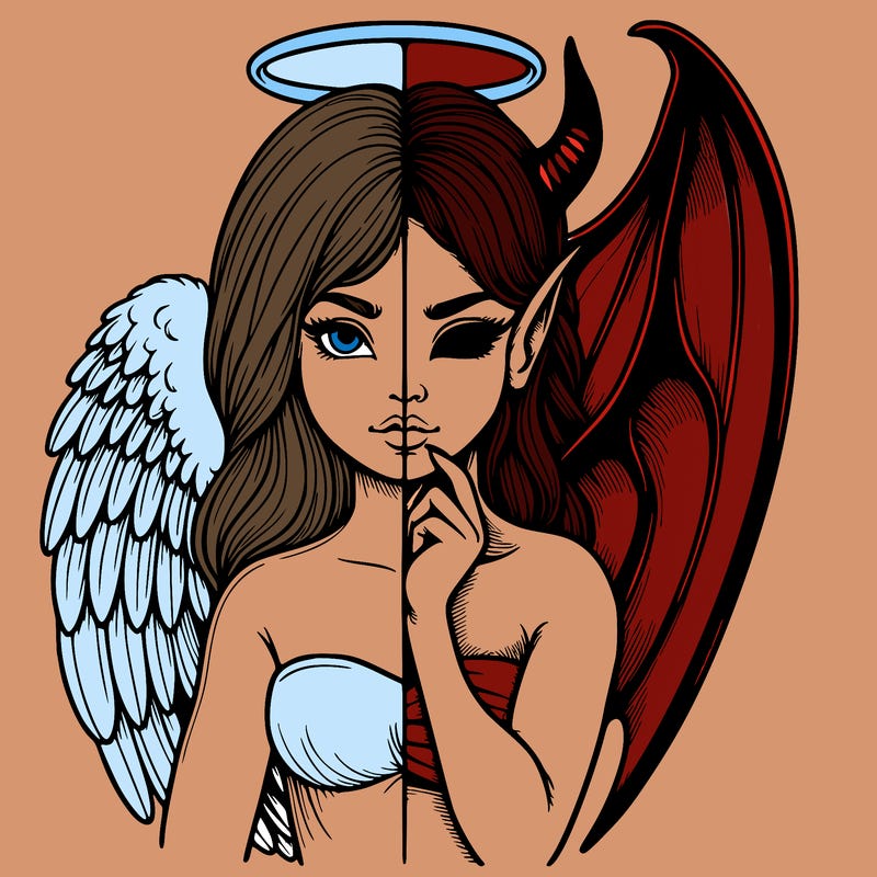 realistic angel half demon