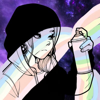 a realistic girl, spray painting