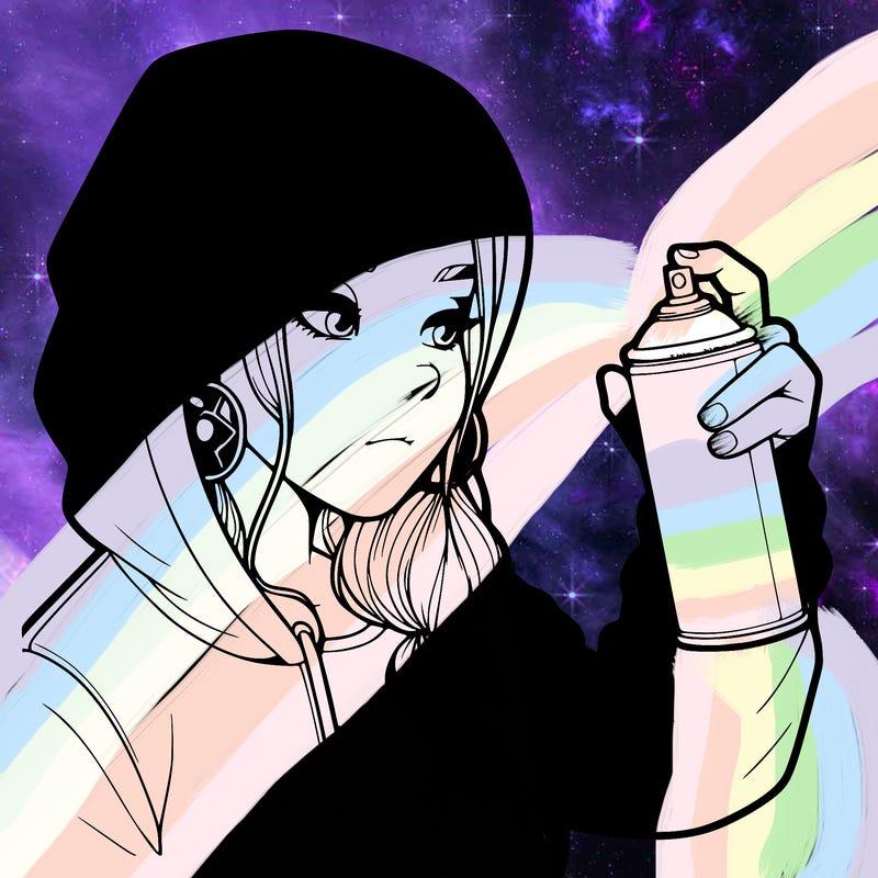 a realistic girl, spray painting