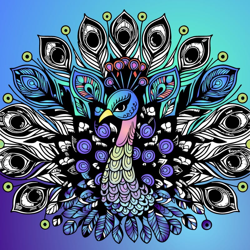 realistic peacock mandala