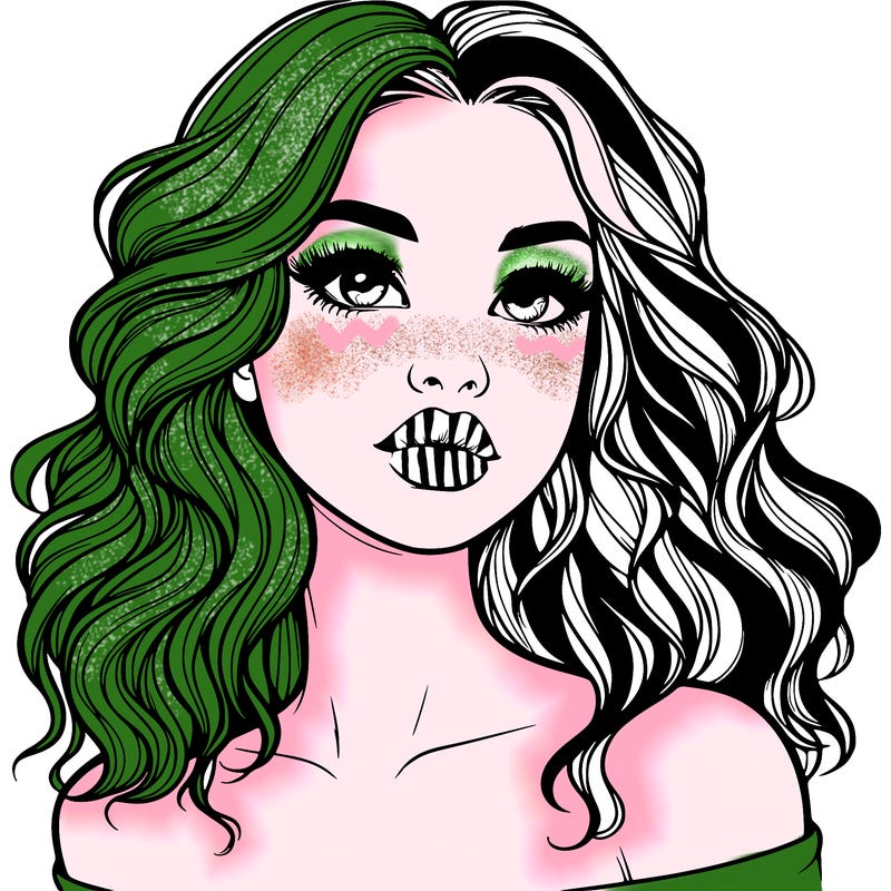 realistic girl with wavy hair and lips