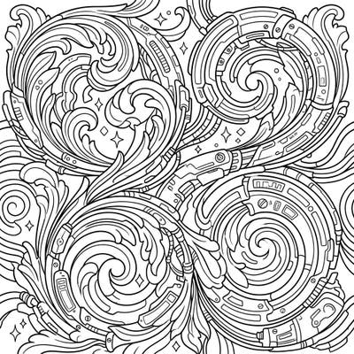 Experience a captivating fusion of classical elegance and futuristic grit with our Cyberpunk Acanthus Spirals coloring page. This intricate design offers a challenging and rewarding creative escape.