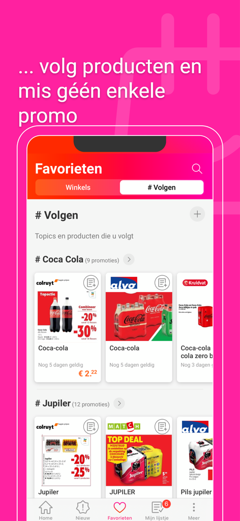 Promotiez App Screenshot zeigt verfolgte Produktangebote und Aktionen