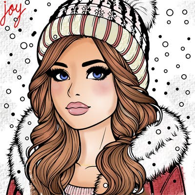 pretty realistic woman with snow