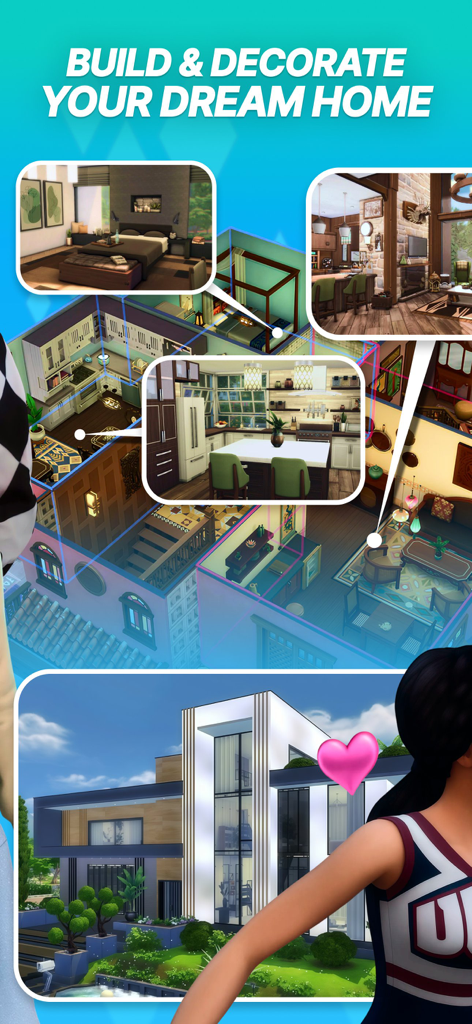Game Mods for The Sims 4 - Interior and exterior design concepts for modern houses in The Sims 4