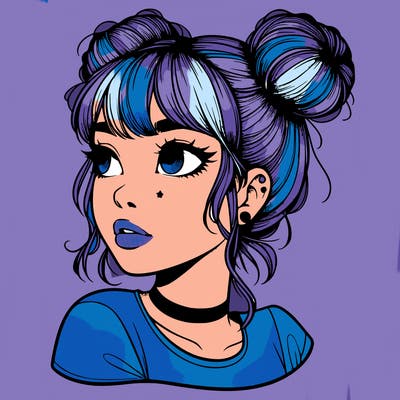 realistic girl with spacebuns