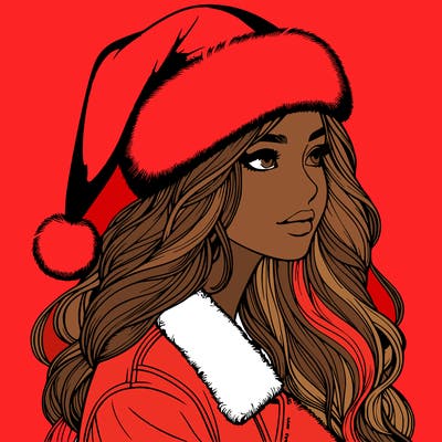 realistic girl in santa hat