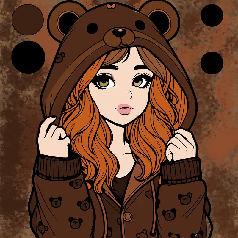 realistic girl in a animal pjs hoodie