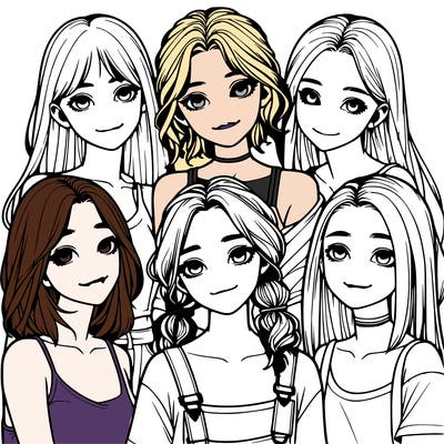 a group of girls realistic
