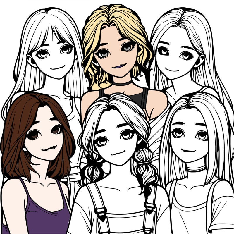 a group of girls realistic
