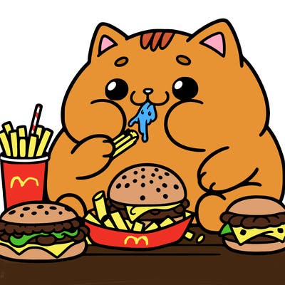 fat cat eating mcdonald’s