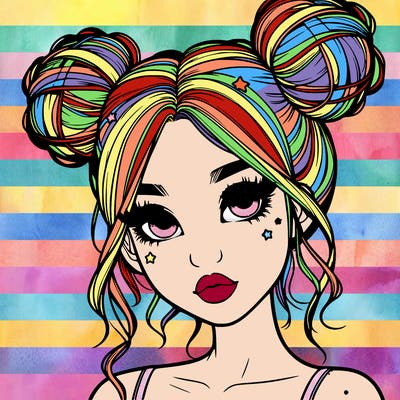 realistic girl with space buns