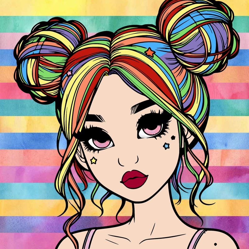 realistic girl with space buns