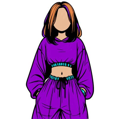 realistic girl faceless with baggy pants and a crop top
