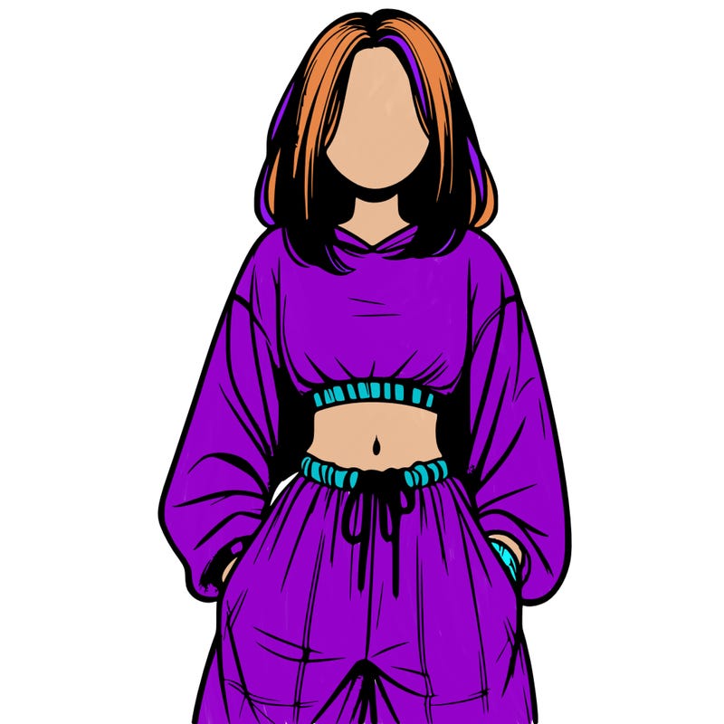 realistic girl faceless with baggy pants and a crop top
